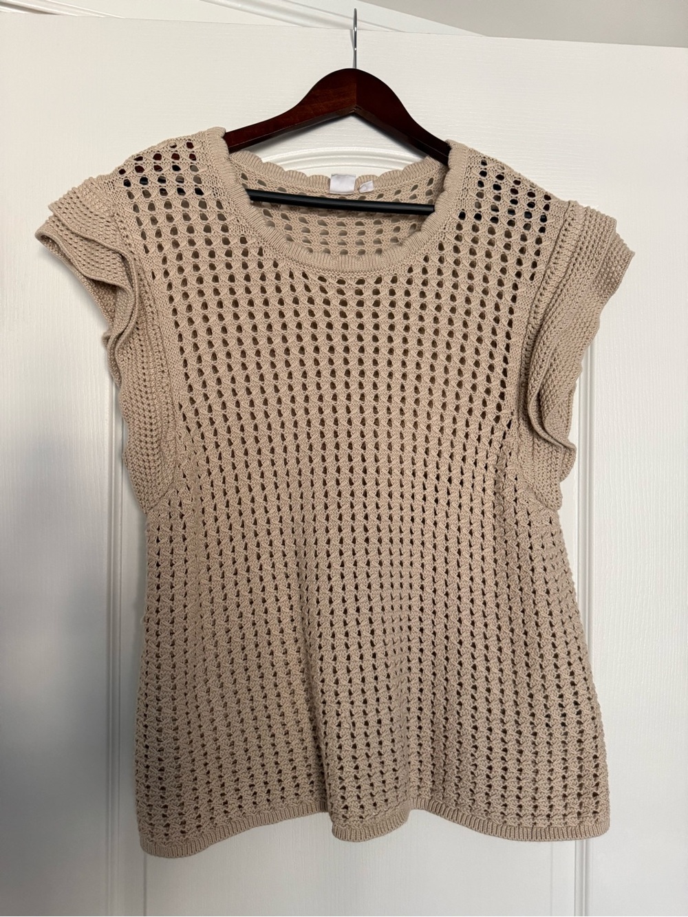 GAP Cream Open-Knit Sleeveless Top Size: XL Stetchy